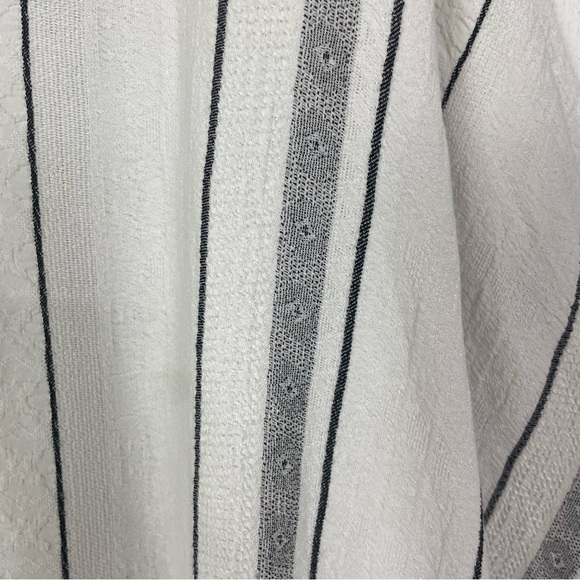 Scoop Caftan White Striped Colorful Embroidery Oversized Bohemian Artsy Fun‎ 1X - Picture 6 of 14